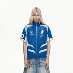 6200425150820,6200425150821,6200425150822, Retro Football Zip-Up Knit Polo Sweater