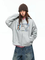 Retro Graphic Boxy Zip-Up Hoodie 2