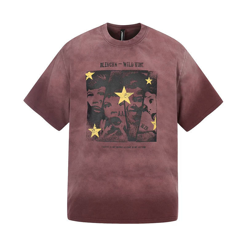 6239625026962,6239625026965,6239625026968,6239625026971, Retro Graphic Cotton T-Shirt