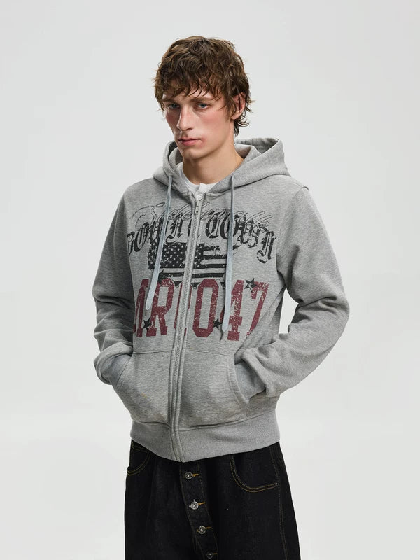 Retro Graphic Fleece-Lined Zip Hoodie 3