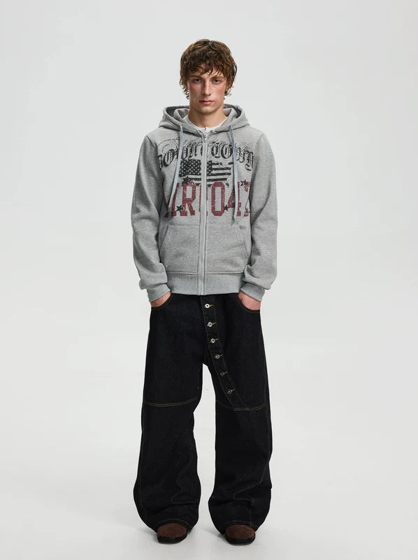 Retro Graphic Fleece-Lined Zip Hoodie 5