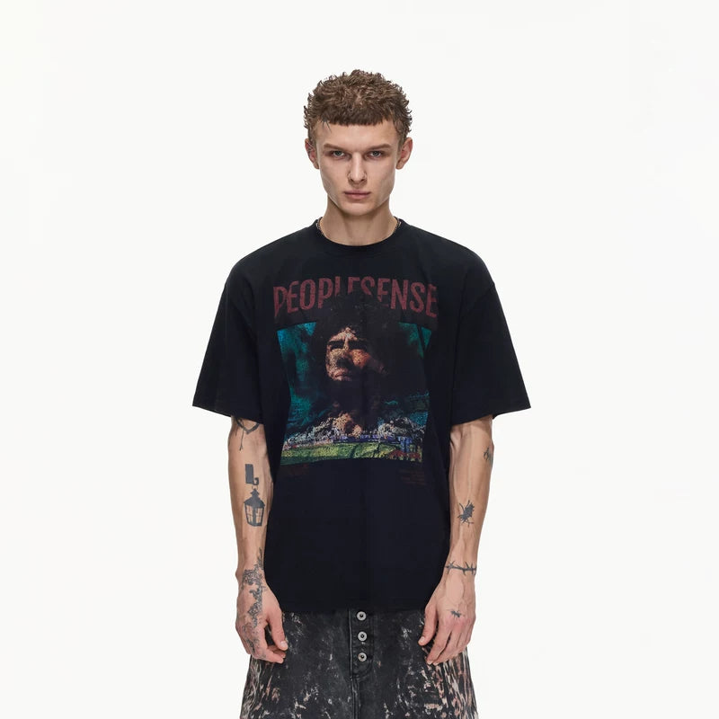 6212514651893,6212514651894,6212514651895, Retro Graphic Football Theme T-Shirt