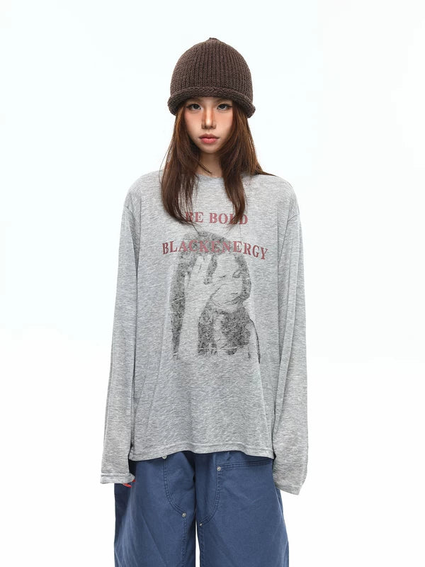 Retro Graphic Long-Sleeve T-Shirt Top 2