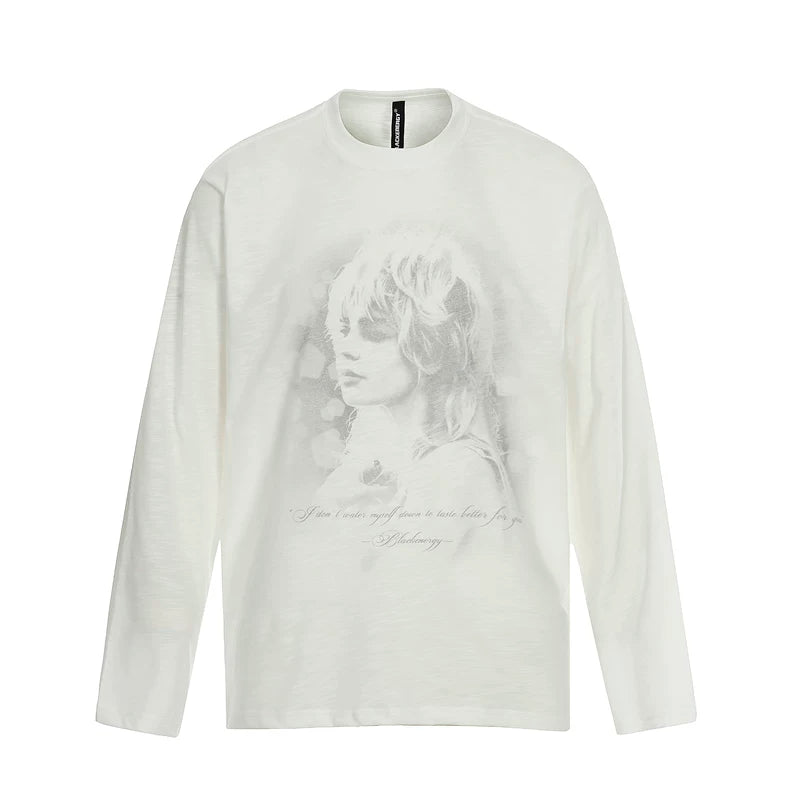6031993104800,6031993104801,6031993104802,6031993104803, Retro Graphic Print Loose Long-Sleeve T-Shirt