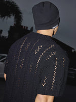 Retro Hollow-Out Knit Button-Up Shirt 4