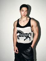 Retro Horse Graphic Mesh Knit Vest 1