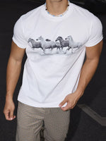 Retro Horse Print Short-Sleeve T-Shirt 3
