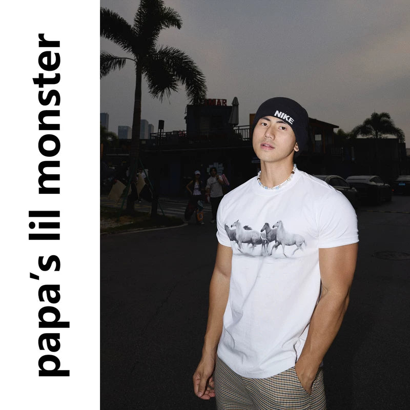 6227224434485,6227224434486,6227224434487,6227224434488, Retro Horse Print Short-Sleeve T-Shirt