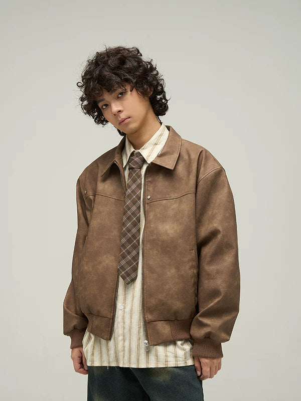 Retro Leather Bomber Jacket 1