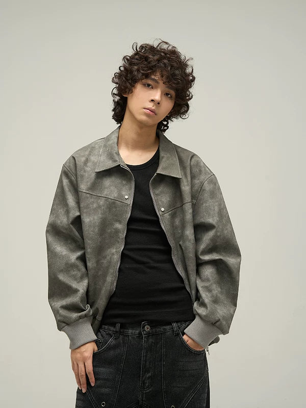 Retro Leather Bomber Jacket 3