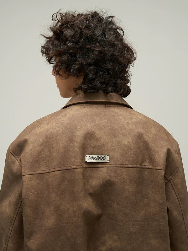 Retro Leather Bomber Jacket 4