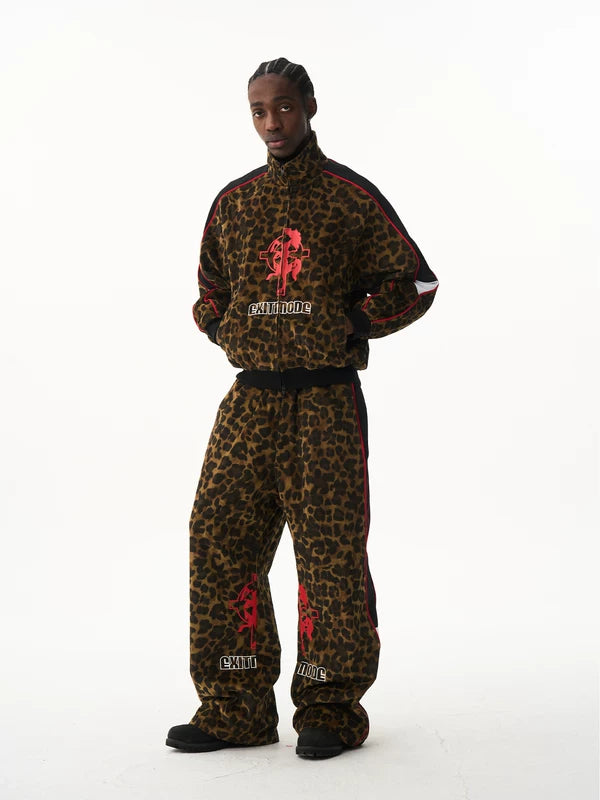 Retro Leopard Print Zip-Up Track Jacket 1