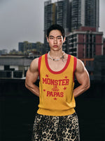 Retro Letter Graphic Knitted Tank Vest 1