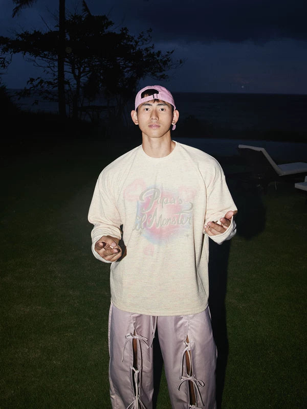Retro Letter Print Long-Sleeve T-Shirt 3