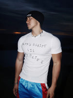 Retro Letter Print Slim Fit T-Shirt 1