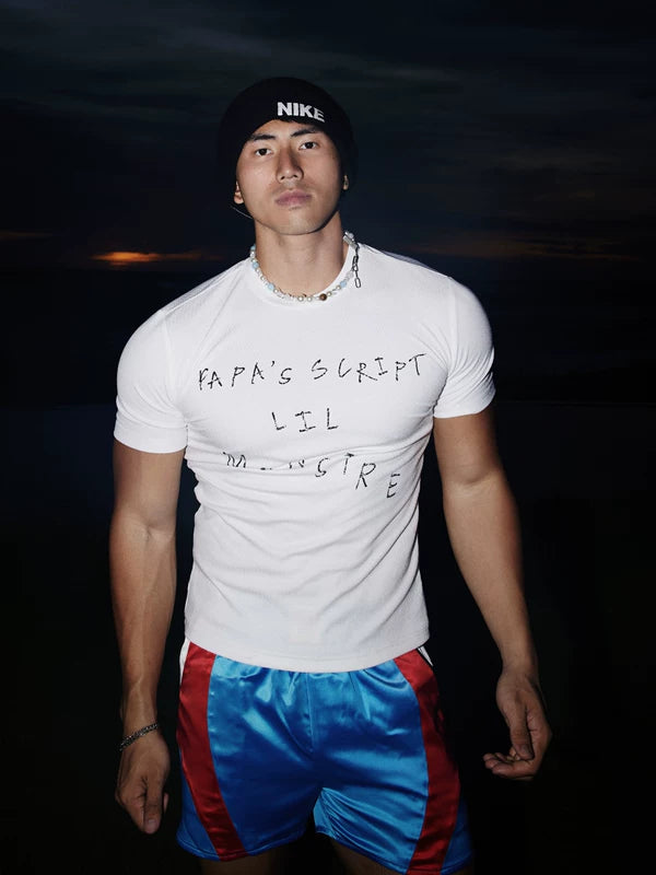 Retro Letter Print Slim Fit T-Shirt 4