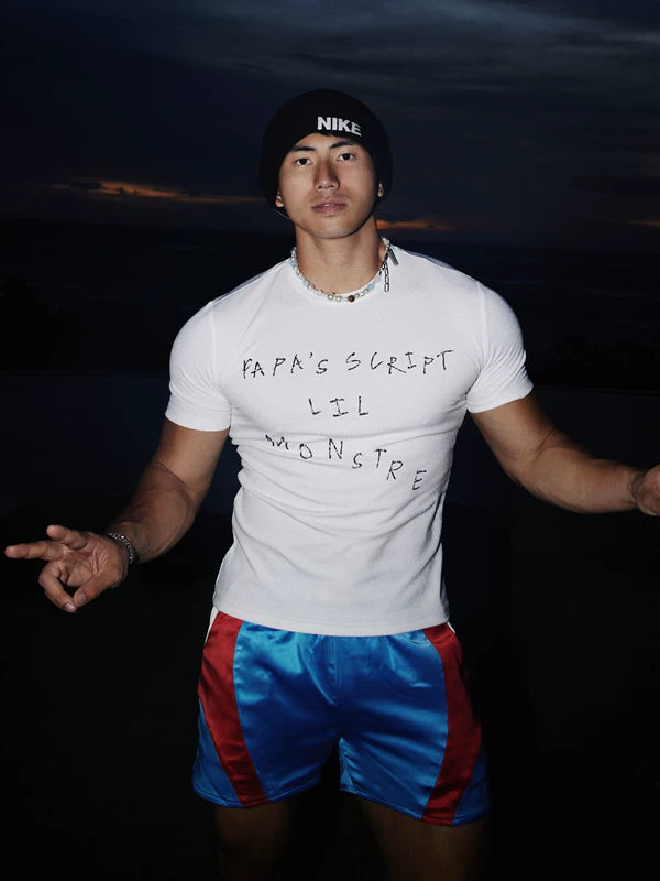 Retro Letter Print Slim Fit T-Shirt 5