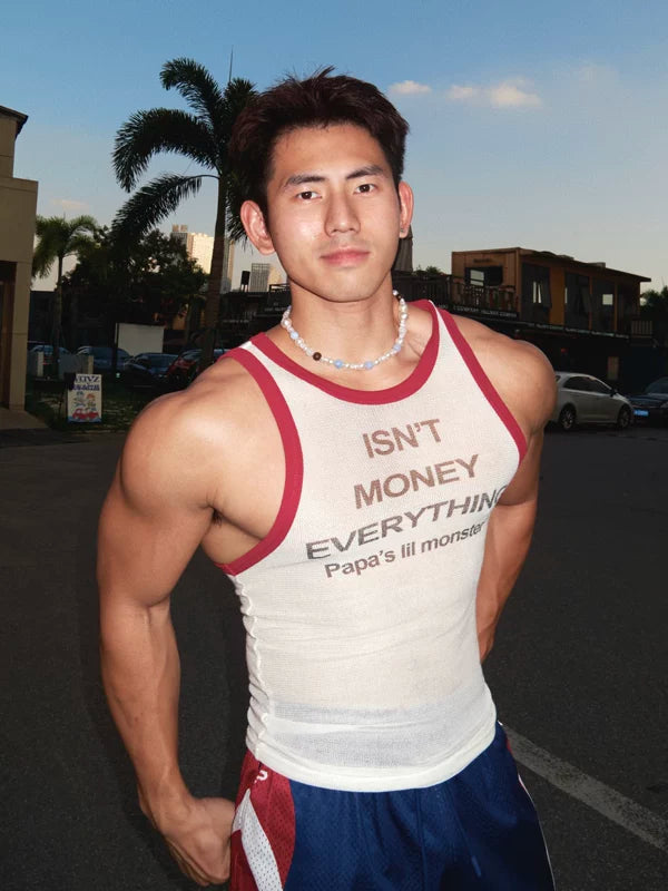 Retro Lettering Slim Fit Knit Vest 1