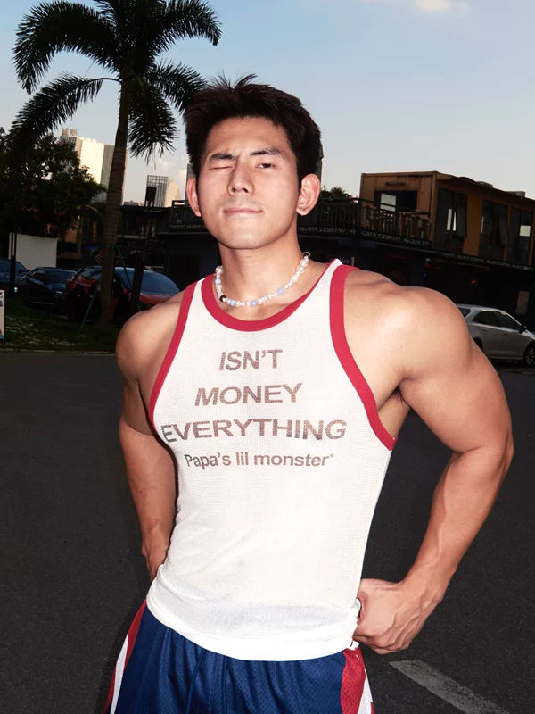 Retro Lettering Slim Fit Knit Vest 5