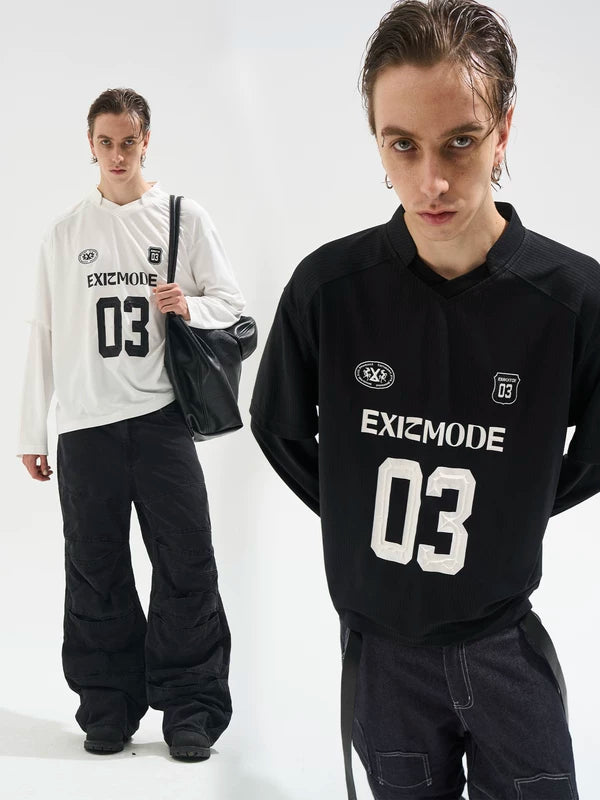 Retro Long-Sleeve Jersey Graphic T-Shirt 1