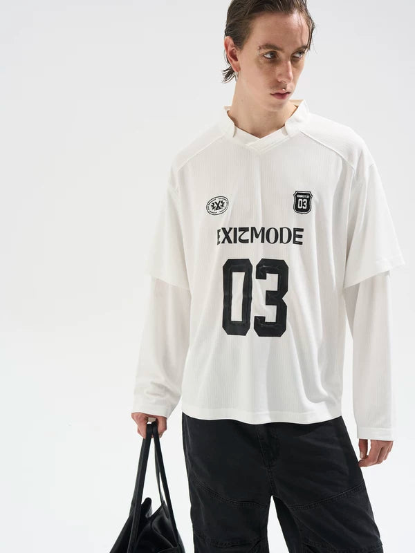 Retro Long-Sleeve Jersey Graphic T-Shirt 2