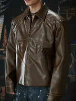 Retro Moto Lapel Zip Leather Jacket 3