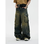 5192126154450,5192126154451,5192126154452,5192126154453, Retro Multi-Pocket Wide Leg Jeans Pants