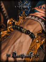 Retro Obsidian Barrel Bead Bracelet 4