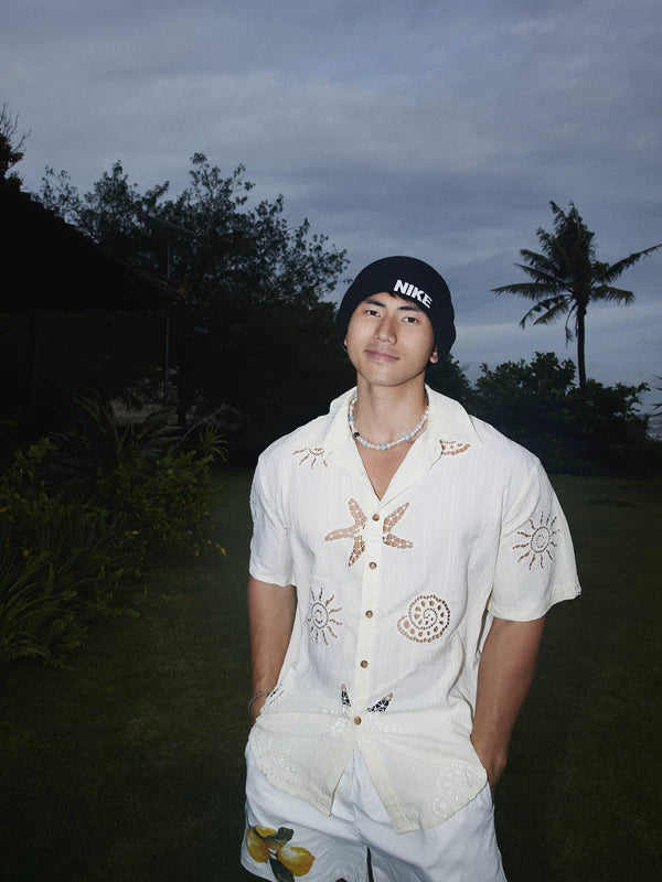 Retro Ocean Hollow-Out Casual Shirt 1