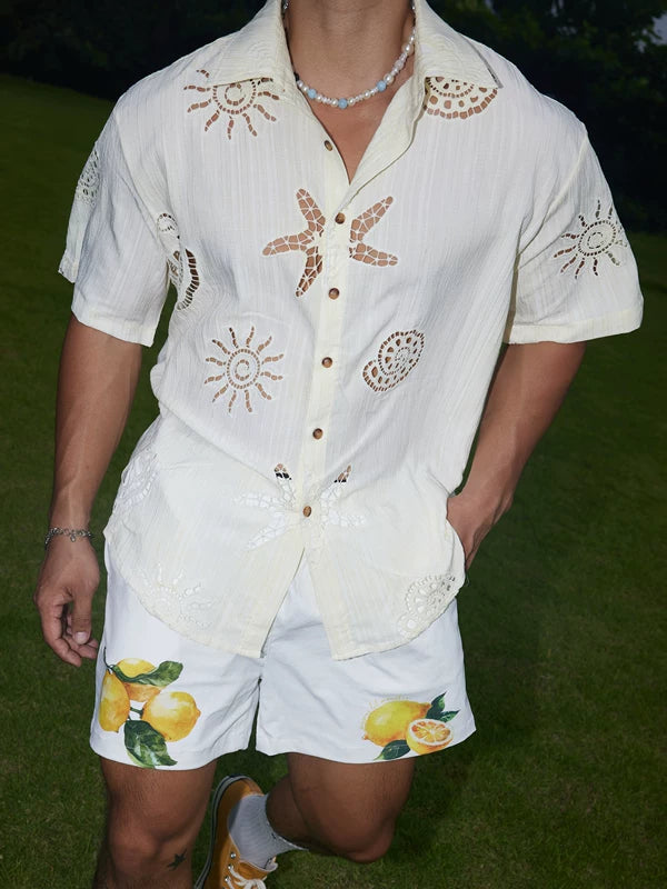 Retro Ocean Hollow-Out Casual Shirt 4