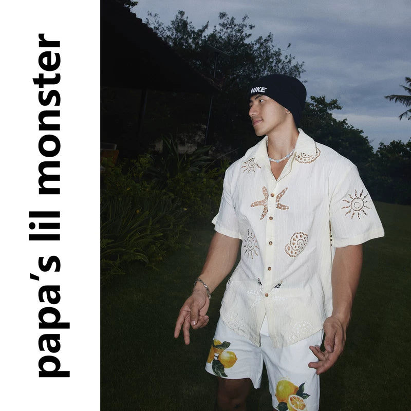 6211407331015,6211407331016,6211407331017, Retro Ocean Hollow-Out Casual Shirt