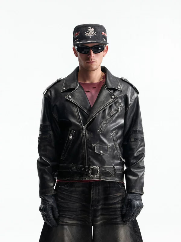 Retro Oversized Motorcycle Leather Jacket 1