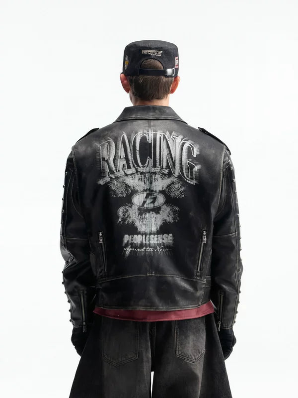 Retro Oversized Motorcycle Leather Jacket 3