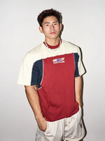 Retro Patchwork Topstitching Short-Sleeve T-Shirt 3