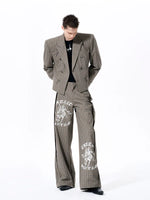 Retro Plaid Double-Breasted Suit Set 4