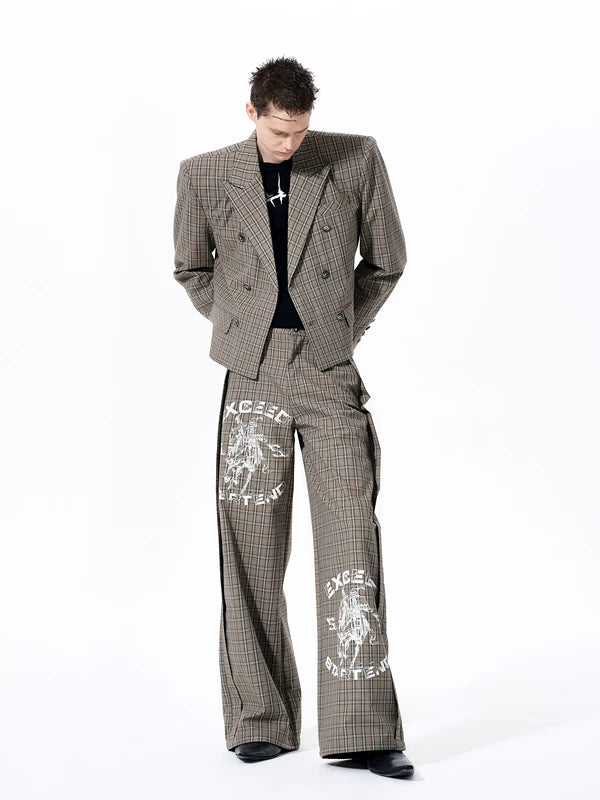 Retro Plaid Double-Breasted Suit Set 4