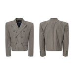6026574620847,6026574620848,6026574620849,6026574620850, Retro Plaid Double-Breasted Suit Set