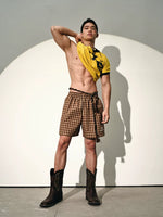 Retro Plaid Elastic Waist Drawstring Shorts 3