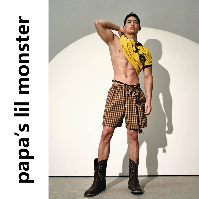 6259873895967,6259873895968,6259873895969, Retro Plaid Elastic Waist Drawstring Shorts