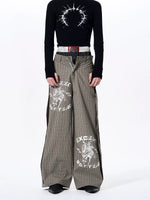 Retro Plaid Graphic Print Straight Pants 2