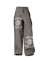 Retro Plaid Graphic Print Straight Pants 5