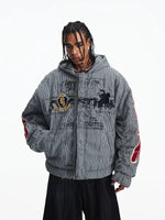 ,6113799211011,6113799211012,6113799211013, Retro Plaid Hooded Cotton Racing Jacket