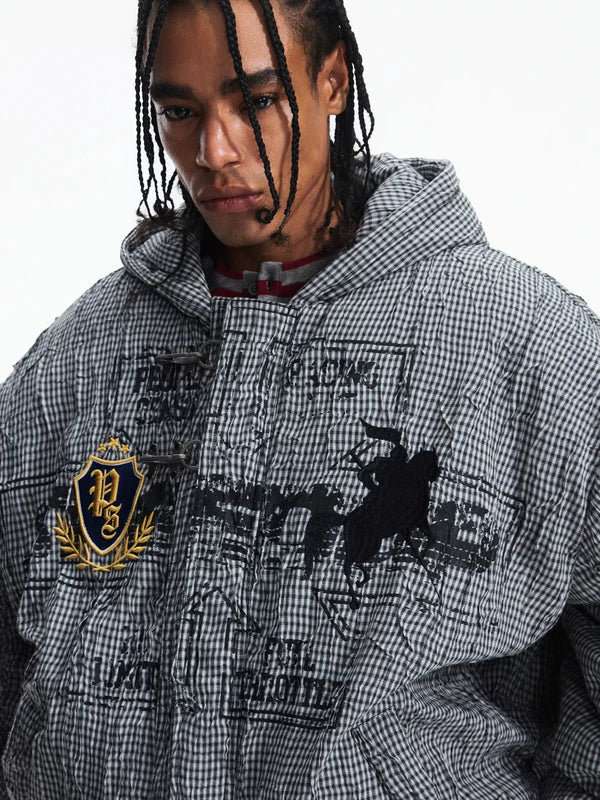 Retro Plaid Hooded Cotton Racing Jacket 2