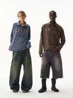 Retro Plaid Long-Sleeve Polo T-Shirt 1