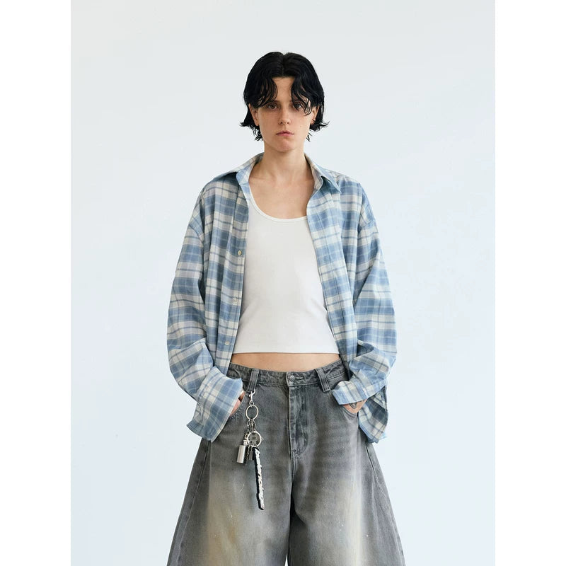5834778340281,5834778340282,5834778340283, Retro Plaid Long Sleeve Shirt Jacket