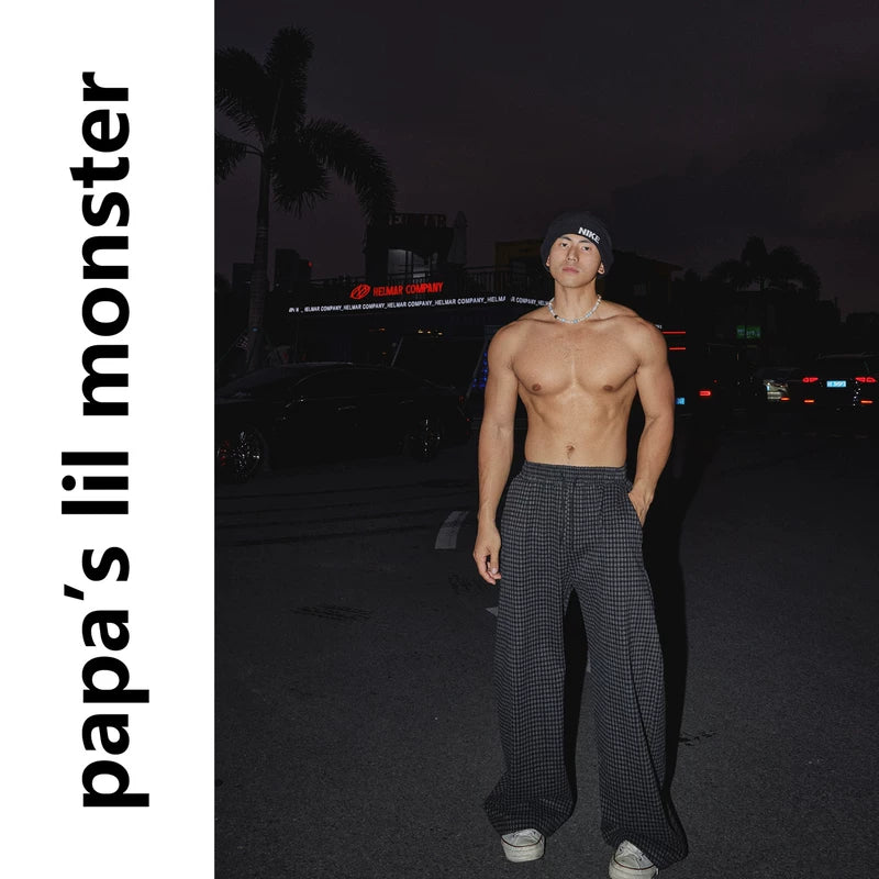 5963330768065,5963330768067,5963330768069,5963330768071, Retro Plaid Loose Straight Leg Pants