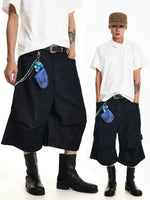 Retro Pleated Denim Cropped Shorts 1