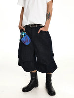 Retro Pleated Denim Cropped Shorts 2
