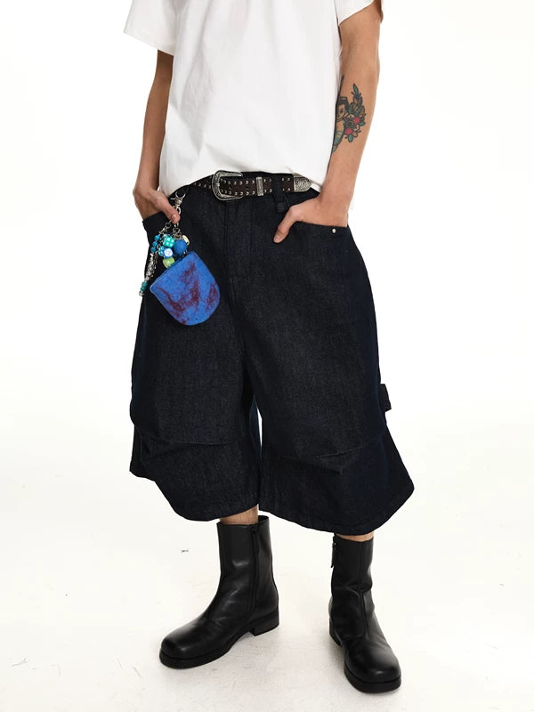 Retro Pleated Denim Cropped Shorts 2