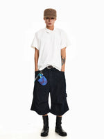 Retro Pleated Denim Cropped Shorts 4